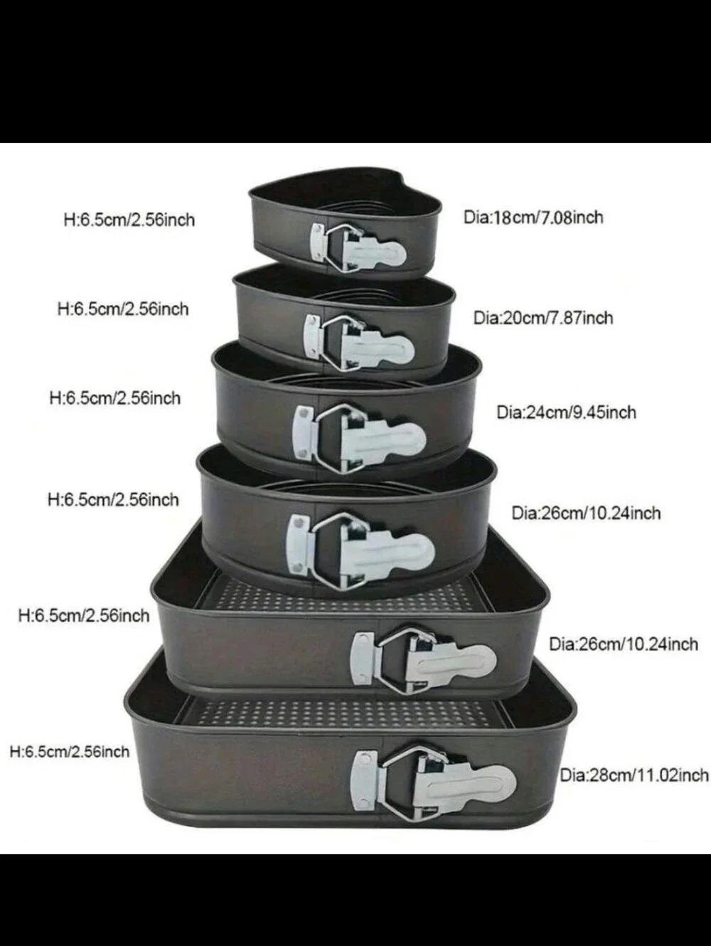 Nonstick Springform Cake Pan Set - Black - Unbranded
